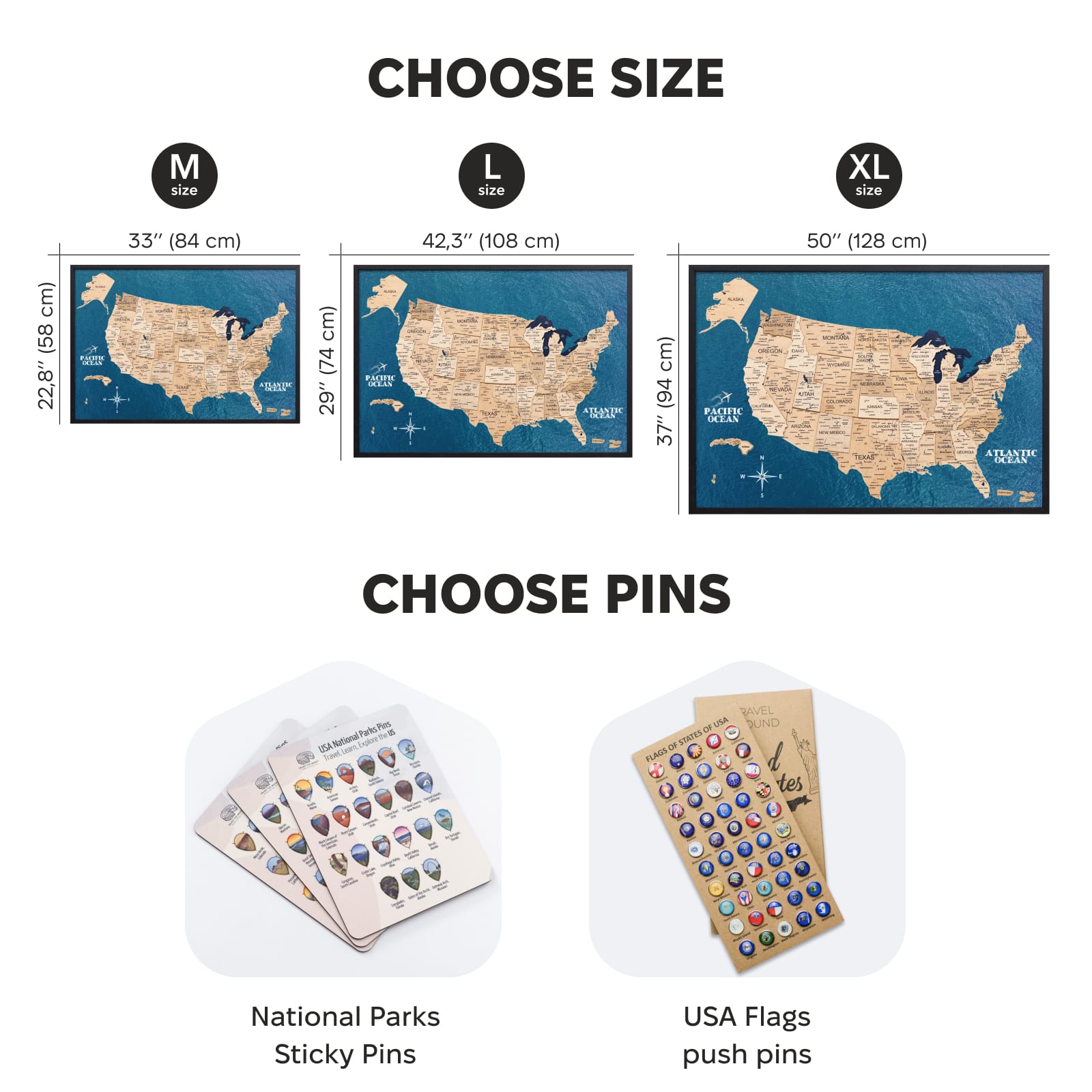 3D Wooden USA Map on Board Gold - SJB-DIAMOND ELITES