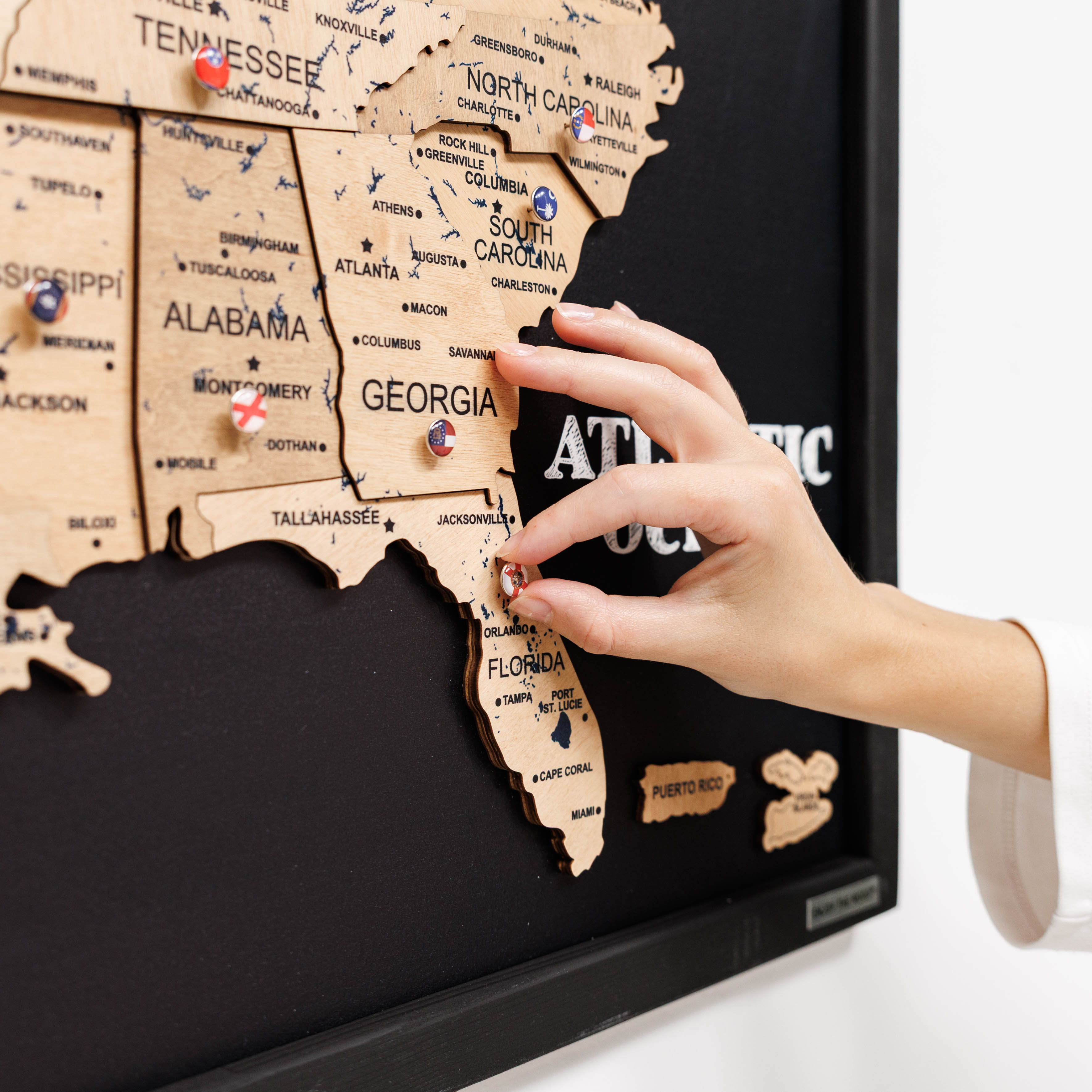 3D Wooden USA Map on Board Gold - SJB-DIAMOND ELITES