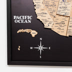3D Wooden USA Map on Board Gold - SJB-DIAMOND ELITES