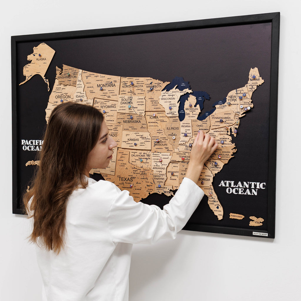 3D Wooden USA Map on Board Gold - SJB-DIAMOND ELITES