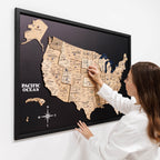 3D Wooden USA Map on Board Gold - SJB-DIAMOND ELITES