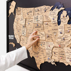 3D Wooden USA Map on Board Gold - SJB-DIAMOND ELITES