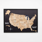 3D Wooden USA Map on Board Gold - SJB-DIAMOND ELITES