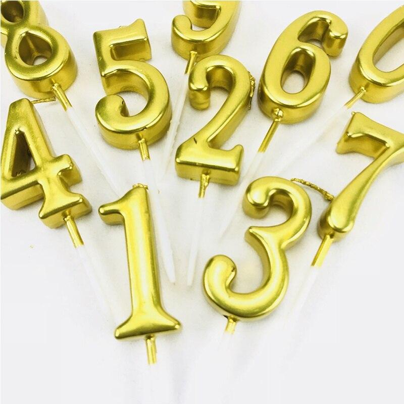 Party Decoration Golden Candles Number Home Cake Birthday Wedding Supplies Birthday Number Candles Cake Numeral Candles Number 0-9 Cake Topper Decoration for Birthday Wedding Reunion Theme Party Stevvex