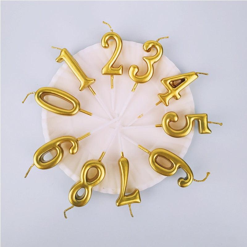 Party Decoration Golden Candles Number Home Cake Birthday Wedding Supplies Birthday Number Candles Cake Numeral Candles Number 0-9 Cake Topper Decoration for Birthday Wedding Reunion Theme Party Stevvex
