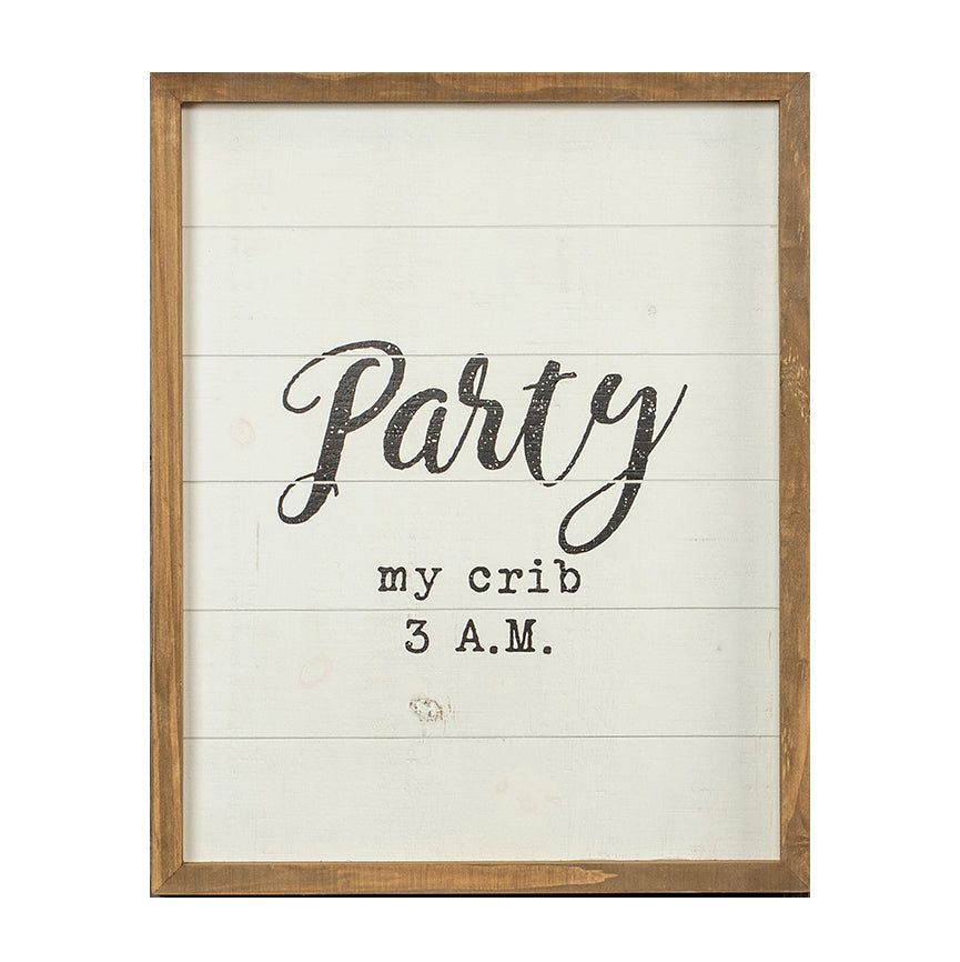 Rustic Wooden Nursery Sign Crib Party Party My Crib 3 AM Baby Shower Gift Handmade 16 x 20 BandsCo Straps