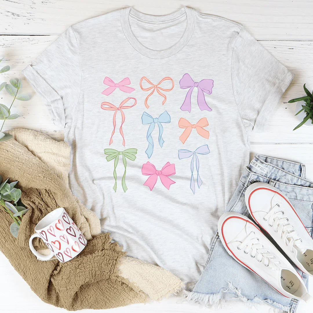 Pastel Bows Tee Peachy Sunday