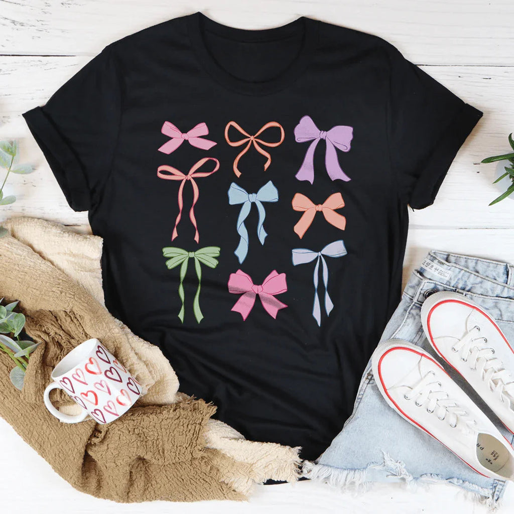 Pastel Bows Tee Peachy Sunday