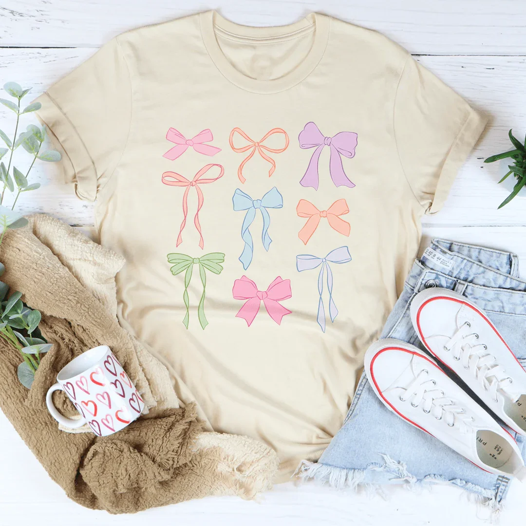 Pastel Bows Tee Peachy Sunday