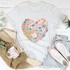Patch Work Floral Heart Tee Peachy Sunday