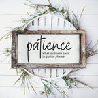 Mothers Patience Wood Sign Funny Mom Quote Rustic Indoor Home Decor