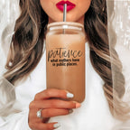 17oz Glass Tumbler With Bamboo Lid And 2 Stainless Straws, Mom Humor BandsCo Straps