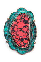 Patina Western Turquoise Stone Stretch Ring Adjustable