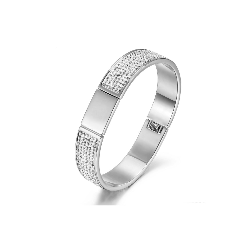 Pave Crystal Gold Bangle Bracelet Women Elegant Sparkle BandsCo Straps
