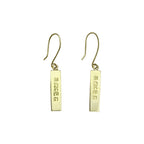 Peace Bar Earrings Recycled Brass Bombshell Handcast Cambodia Artisan Gift BandsCo Straps