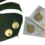 Peace Sign Earrings Recycled Brass Bombshells Handcast In Cambodia Charity BandsCo Straps