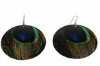 Peacock Feather Mother Of Pearl Dangle Earrings Lightweight