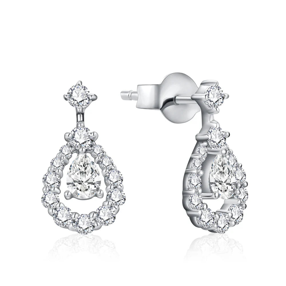 Pear Cut 4x3mm Moissanite Stud Earrings 925 Sterling Silver Bridal Sparkle BandsCo Straps