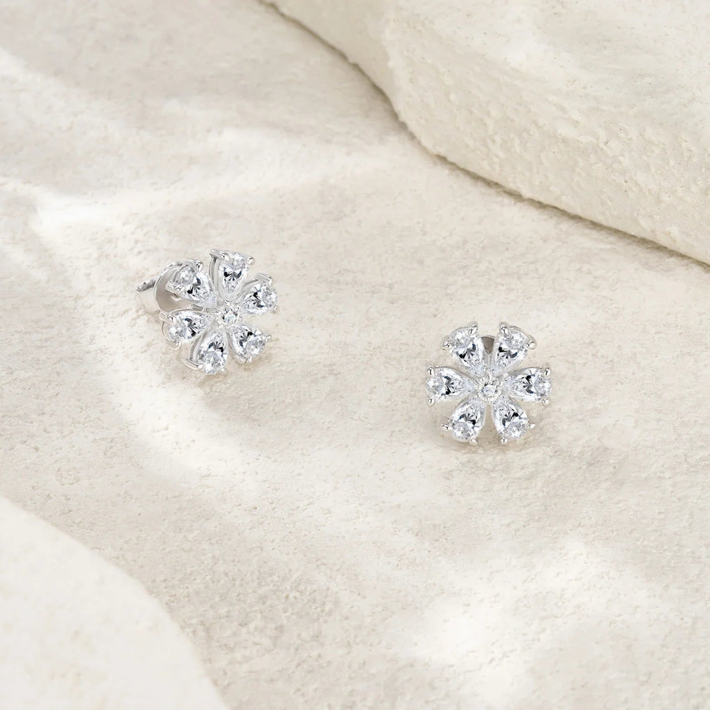 Pear Cut Cluster Moissanite Stud Earrings 3x5mm S925 Silver 18K Gold Plated BandsCo Straps
