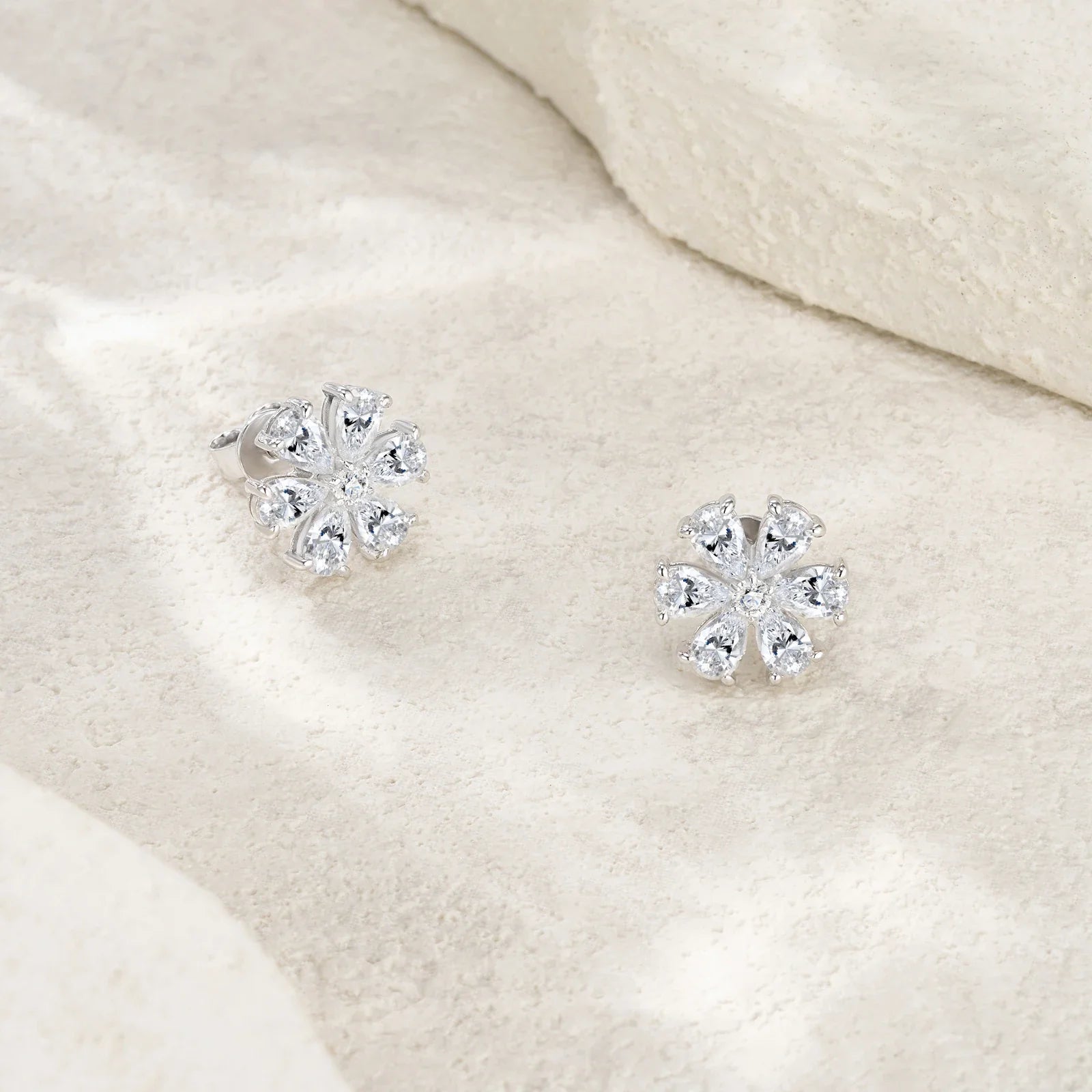 Pear Cut Cluster Moissanite Stud Earrings 3x5mm S925 Silver 18K Gold Plated BandsCo Straps