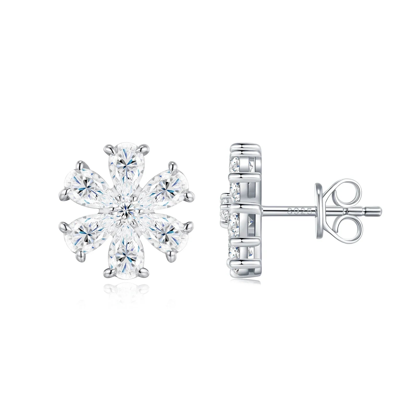 Pear Cut Cluster Moissanite Stud Earrings 3x5mm S925 Silver 18K Gold Plated BandsCo Straps