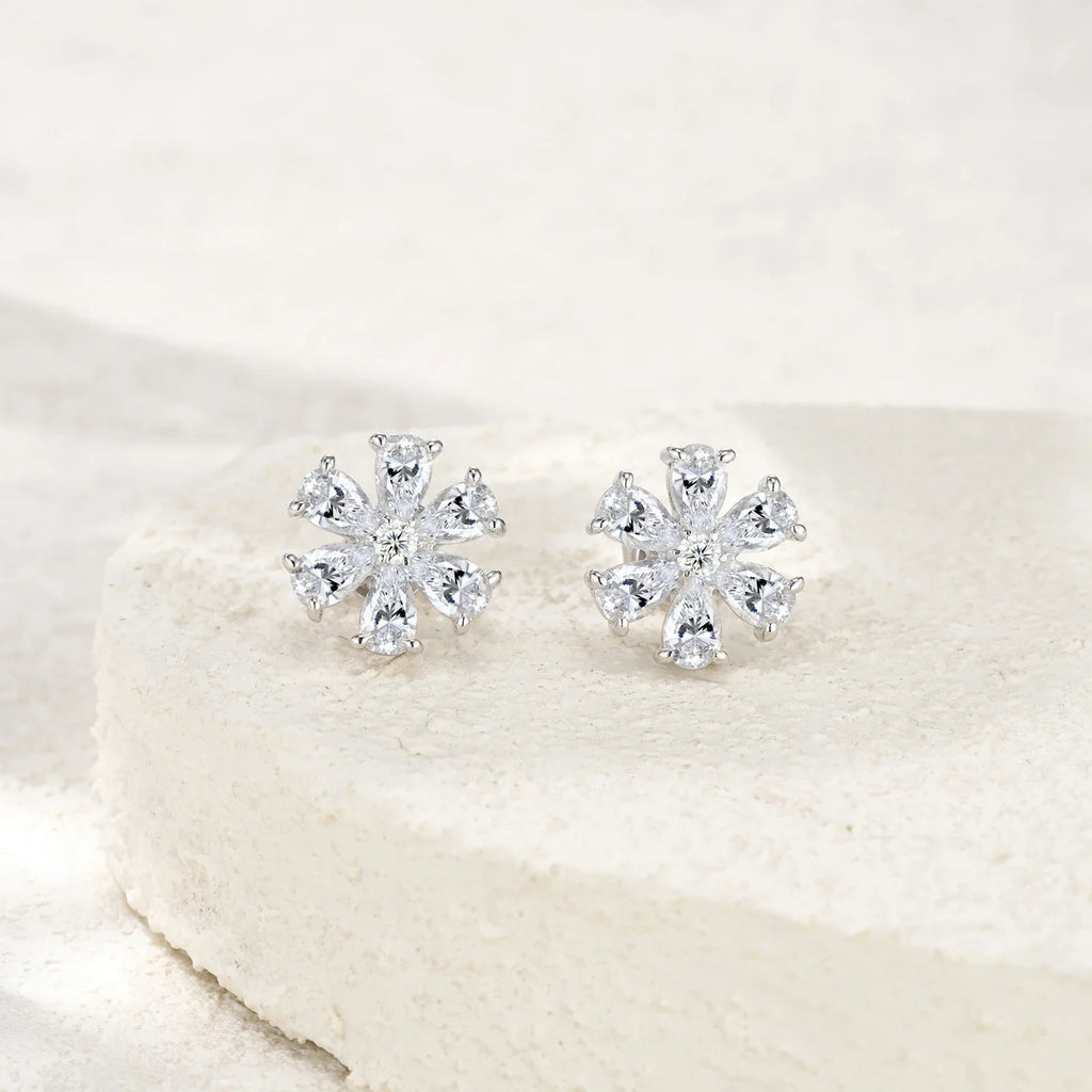 Pear Cut Cluster Moissanite Stud Earrings 3x5mm S925 Silver 18K Gold Plated BandsCo Straps