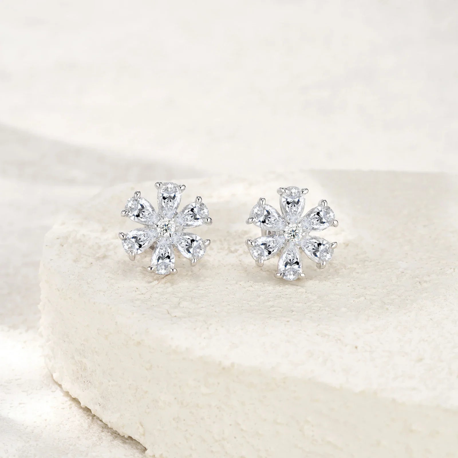 Pear Cut Cluster Moissanite Stud Earrings 3x5mm S925 Silver 18K Gold Plated BandsCo Straps