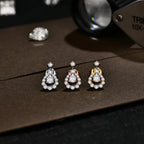 Pear Cut 4x3mm Moissanite Stud Earrings 925 Sterling Silver Bridal Sparkle BandsCo Straps