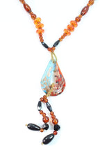 Pear Pendant Glass Teardrop Beaded Necklace Statement