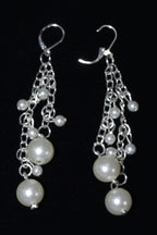 Pearl Chain Dangle Earrings Long Bridal Drop Earrings