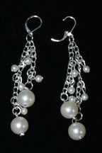 Pearl Chain Dangle Earrings Long Bridal Drop Earrings