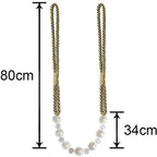 Pearl Curtain Tieback Bling Pearl Bandage Accessories Curtains Holder Buckle Tie Rope Home Decorative Curtain Tieback Decorative Drapery Holdbacks Rope Holder For Home Office 53cm Stevvex