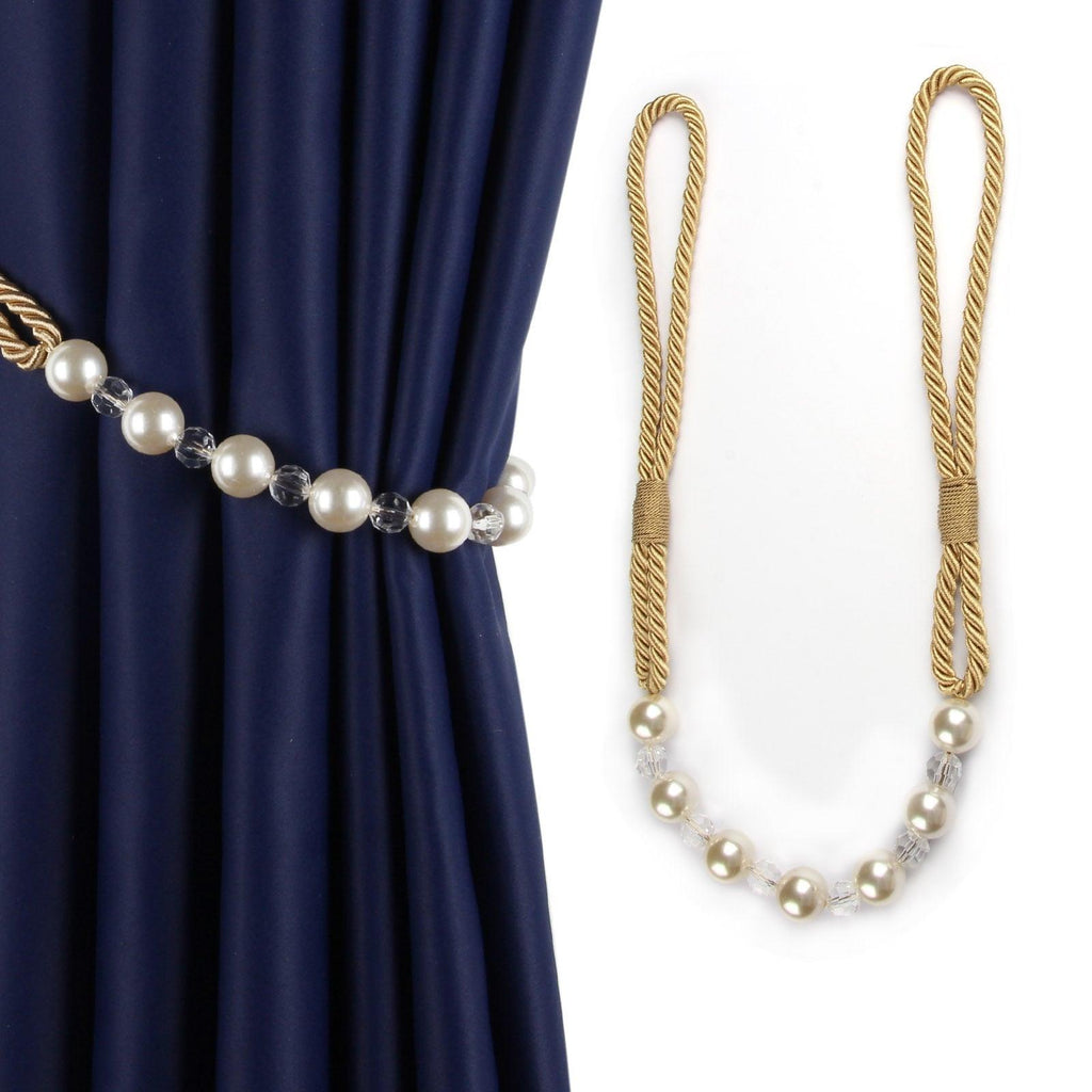 Pearl Curtain Tieback Bling Pearl Bandage Accessories Curtains Holder Buckle Tie Rope Home Decorative Curtain Tieback Decorative Drapery Holdbacks Rope Holder For Home Office 53cm Stevvex