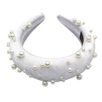 Pearl Headband Special Design Pearl Stone Velvet Hairbands Handmade Women Crown Sponge Thick Head Hoop for Girls Gorgeous Hair Accessories For Women Stevvex