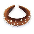 Pearl Headband Special Design Pearl Stone Velvet Hairbands Handmade Women Crown Sponge Thick Head Hoop for Girls Gorgeous Hair Accessories For Women Stevvex