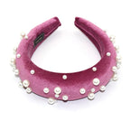 Pearl Headband Special Design Pearl Stone Velvet Hairbands Handmade Women Crown Sponge Thick Head Hoop for Girls Gorgeous Hair Accessories For Women Stevvex