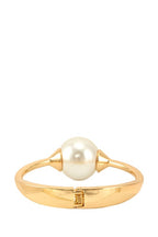 Pearl Hinge Bracelet With Pearl Ball Accent Gold Plated