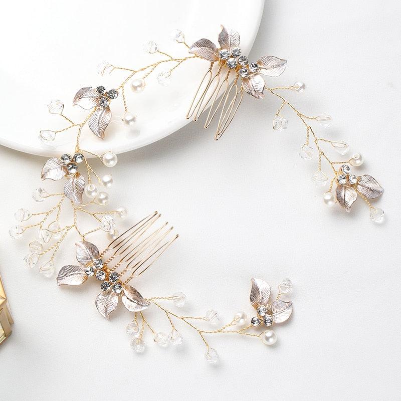 Pearl Leaf Comb Headband Hair Accessories For Women Tiara Headband Wedding Accessories Headband on the head Gorgeous Hair Accessories For Women Stevvex