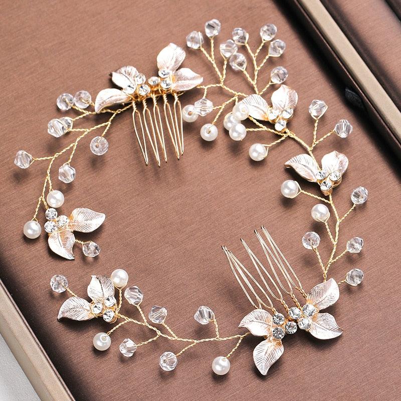 Pearl Leaf Comb Headband Hair Accessories For Women Tiara Headband Wedding Accessories Headband on the head Gorgeous Hair Accessories For Women Stevvex