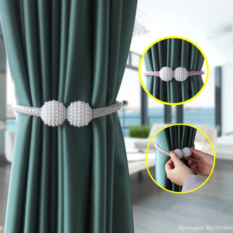 Pearl Magnetic Curtain Clip Curtain Holder Tieback Buckle Clips Hanging Ball Buckle Tie Back Curtain Accessories Home Decor  Decorative Curtain Holdbacks Crystal Tie Backs For Curtains Curtain Holders For Window Draperies Stevvex