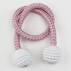 Pearl Magnetic Curtain Clip Tieback Home Decor Buckle Curtain Holder Hanging Ball Rope Straps Holdbacks Room Accessories Strong Magnetic Curtain Tiebacks Pearl Decorative Rope Window Holdbacks For Drapes Home Office Stevvex