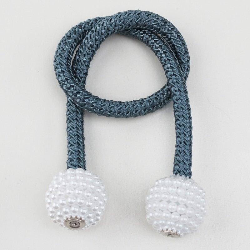 Pearl Magnetic Curtain Clip Tieback Home Decor Buckle Curtain Holder Hanging Ball Rope Straps Holdbacks Room Accessories Strong Magnetic Curtain Tiebacks Pearl Decorative Rope Window Holdbacks For Drapes Home Office Stevvex