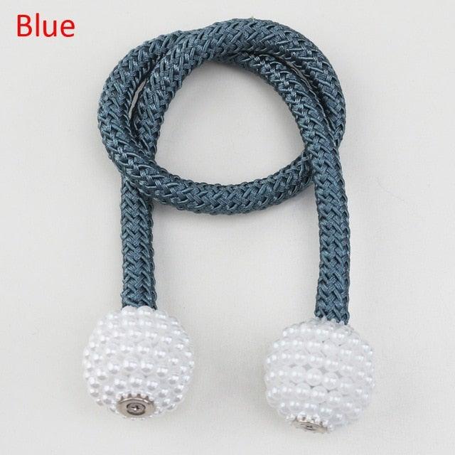 Pearl Magnetic Curtain Clip Tieback Home Decor Buckle Curtain Holder Hanging Ball Rope Straps Holdbacks Room Accessories Strong Magnetic Curtain Tiebacks Pearl Decorative Rope Window Holdbacks For Drapes Home Office Stevvex