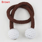 Pearl Magnetic Curtain Clip Tieback Home Decor Buckle Curtain Holder Hanging Ball Rope Straps Holdbacks Room Accessories Strong Magnetic Curtain Tiebacks Pearl Decorative Rope Window Holdbacks For Drapes Home Office Stevvex