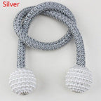 Pearl Magnetic Curtain Clip Tieback Home Decor Buckle Curtain Holder Hanging Ball Rope Straps Holdbacks Room Accessories Strong Magnetic Curtain Tiebacks Pearl Decorative Rope Window Holdbacks For Drapes Home Office Stevvex