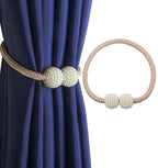 Pearl Magnetic Curtain Clip Tieback Home Decor Buckle Curtain Holder Hanging Ball Rope Straps Holdbacks Room Accessories Strong Magnetic Curtain Tiebacks Pearl Decorative Rope Window Holdbacks For Drapes Home Office Stevvex