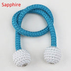 Pearl Magnetic Curtain Clip Tieback Home Decor Buckle Curtain Holder Hanging Ball Rope Straps Holdbacks Room Accessories Strong Magnetic Curtain Tiebacks Pearl Decorative Rope Window Holdbacks For Drapes Home Office Stevvex