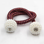 Pearl Magnetic Curtain Clip Tieback Home Decor Buckle Curtain Holder Hanging Ball Rope Straps Holdbacks Room Accessories Strong Magnetic Curtain Tiebacks Pearl Decorative Rope Window Holdbacks For Drapes Home Office Stevvex