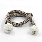 Pearl Magnetic Curtain Clip Tieback Home Decor Buckle Curtain Holder Hanging Ball Rope Straps Holdbacks Room Accessories Strong Magnetic Curtain Tiebacks Pearl Decorative Rope Window Holdbacks For Drapes Home Office Stevvex