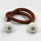 Pearl Magnetic Curtain Clip Tieback Home Decor Buckle Curtain Holder Hanging Ball Rope Straps Holdbacks Room Accessories Strong Magnetic Curtain Tiebacks Pearl Decorative Rope Window Holdbacks For Drapes Home Office Stevvex